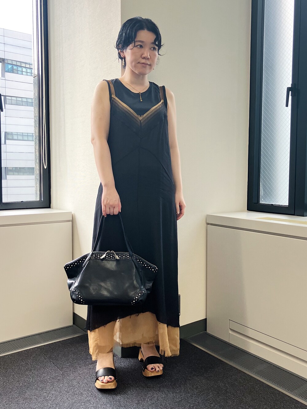「HIROKO HAYASHIのVELENO（ヴェレーノ）ミニボストンバッグ（ボストンバッグ、ブルー系）」を使った、mc_hhさん（レディース・156cm）の夏コーディネートの4枚目の写真