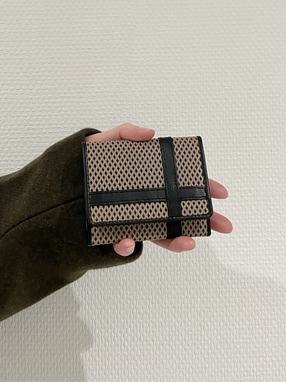 ブラック系の財布、ベージュ系の財布、ブラック系の財布を着用したレディースの冬コーディネートの6枚目の写真
