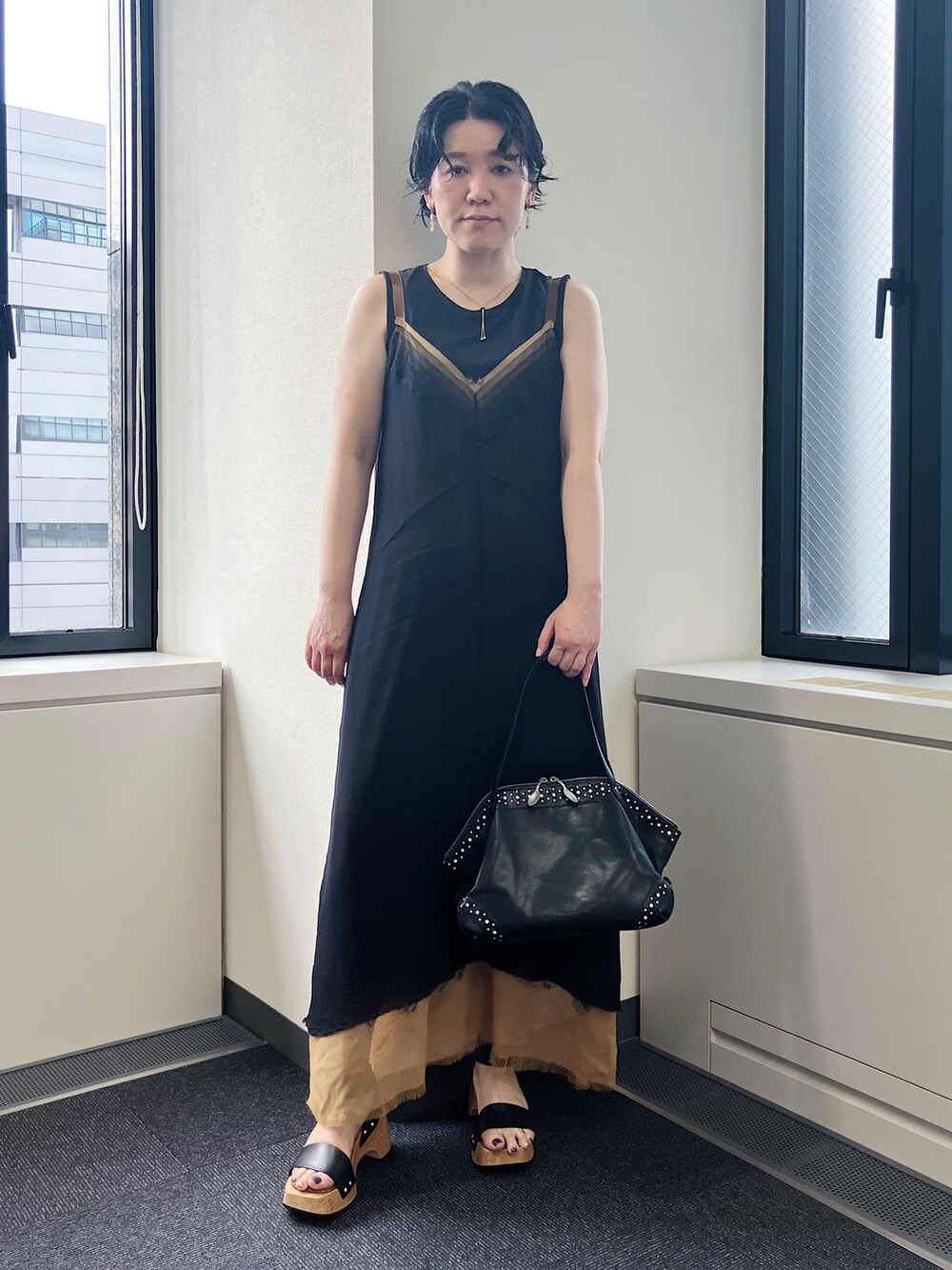 「HIROKO HAYASHIのVELENO（ヴェレーノ）ミニボストンバッグ（ボストンバッグ、ブルー系）」を使った、mc_hhさん（レディース・156cm）の夏コーディネートの2枚目の写真