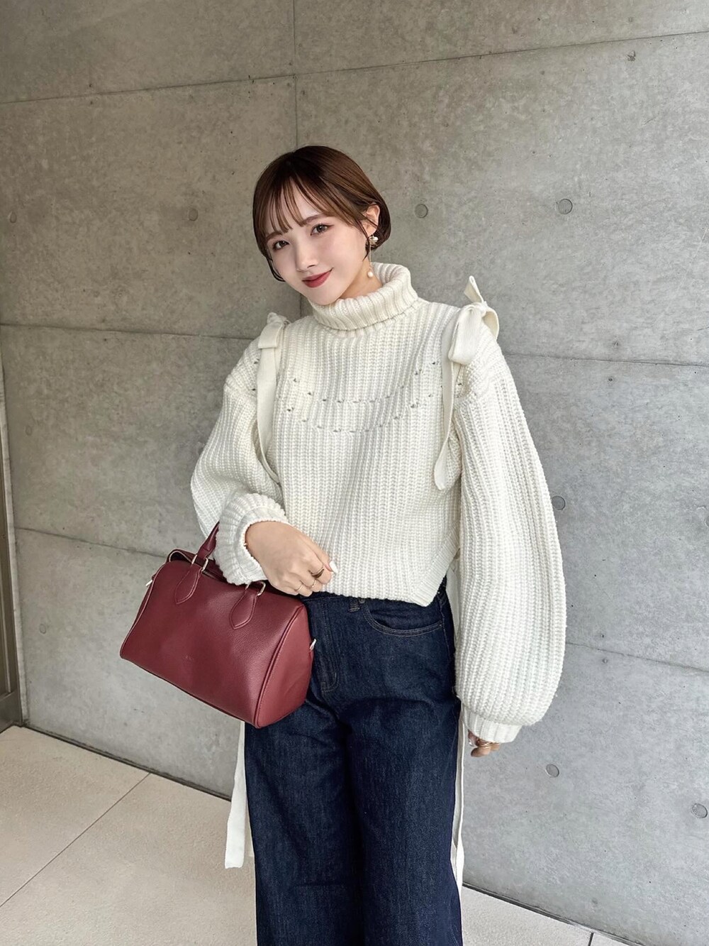 Leinwande Wool tie nit top グレー