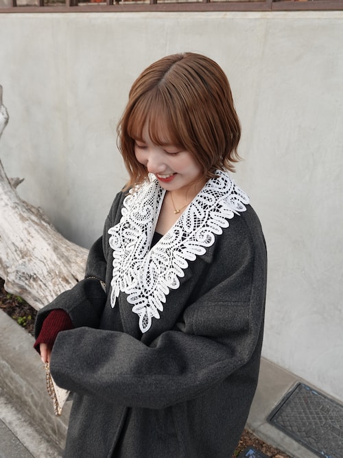 Acka. レース襟ニットカーディガン ベージュ lace collar knit cardigan – Acka online store