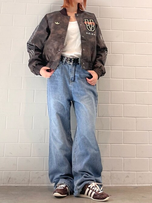 yuuna着用アディダス オリジナルATHLETIC DEPT合成皮革ジャケット アディダス アディダス オリジナルス Athletic Dept ビンテージ合成
