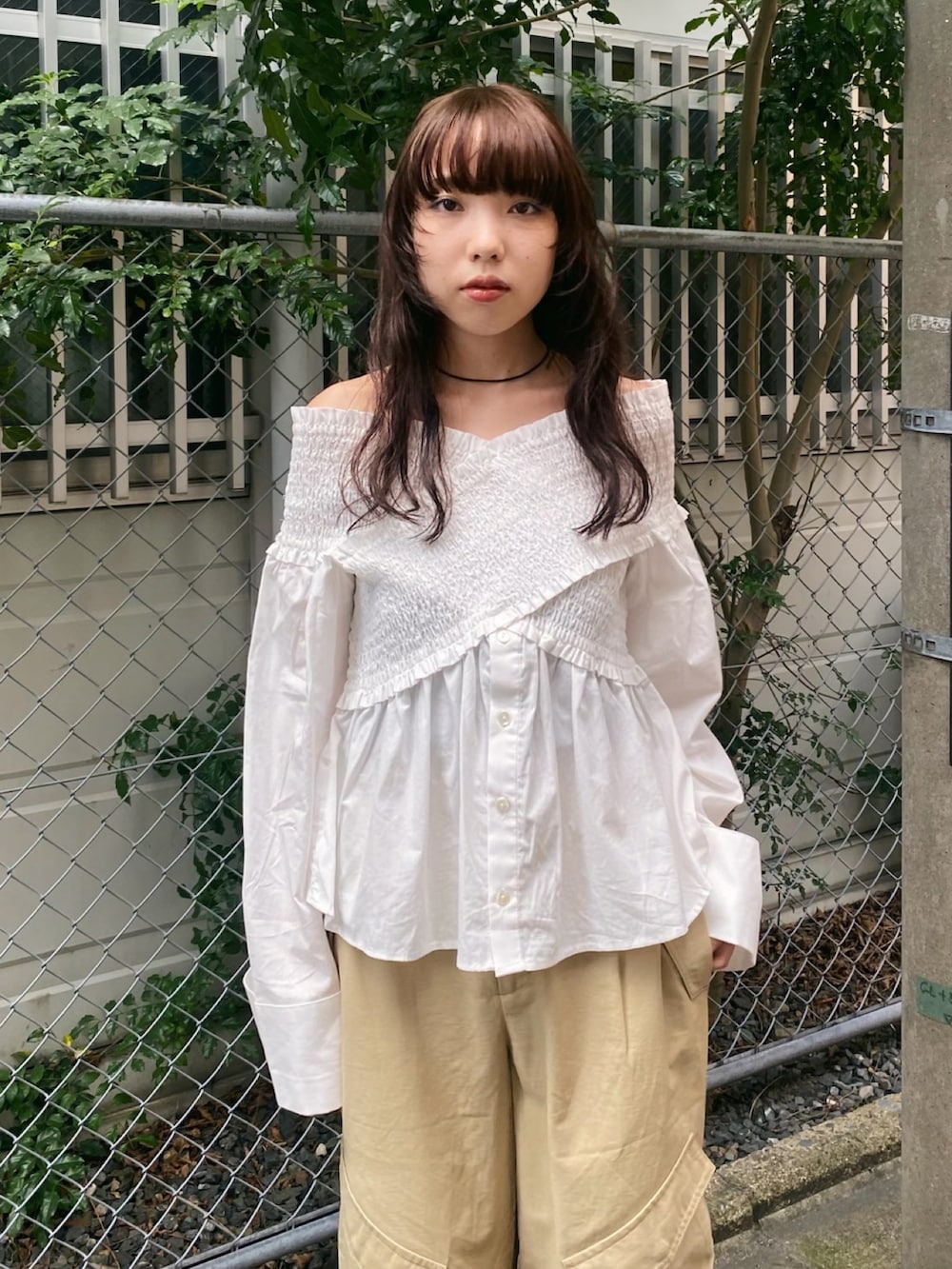 moussy SHOULDER FRILL ブラウスホワイト
