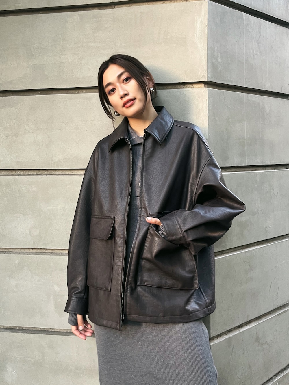 moussy】LEATHERライダースジャケット ブラック- moussy】LEATHERライダースジャケット ブラック-