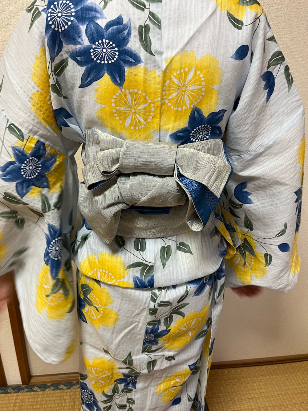 「大人カジュアル、夏コーデ、休日スタイル、お出かけコーデ、浴衣、浴衣女子、レース、ビスチェ、キャミソール、麦わら帽子、カンカン帽」｜「Green　Parksの・サーモリボンカンカンハット＊★（ハット、イエロー系）」を使った、猫山さん（レディース・161cm）の夏コーディネートの2枚目の写真