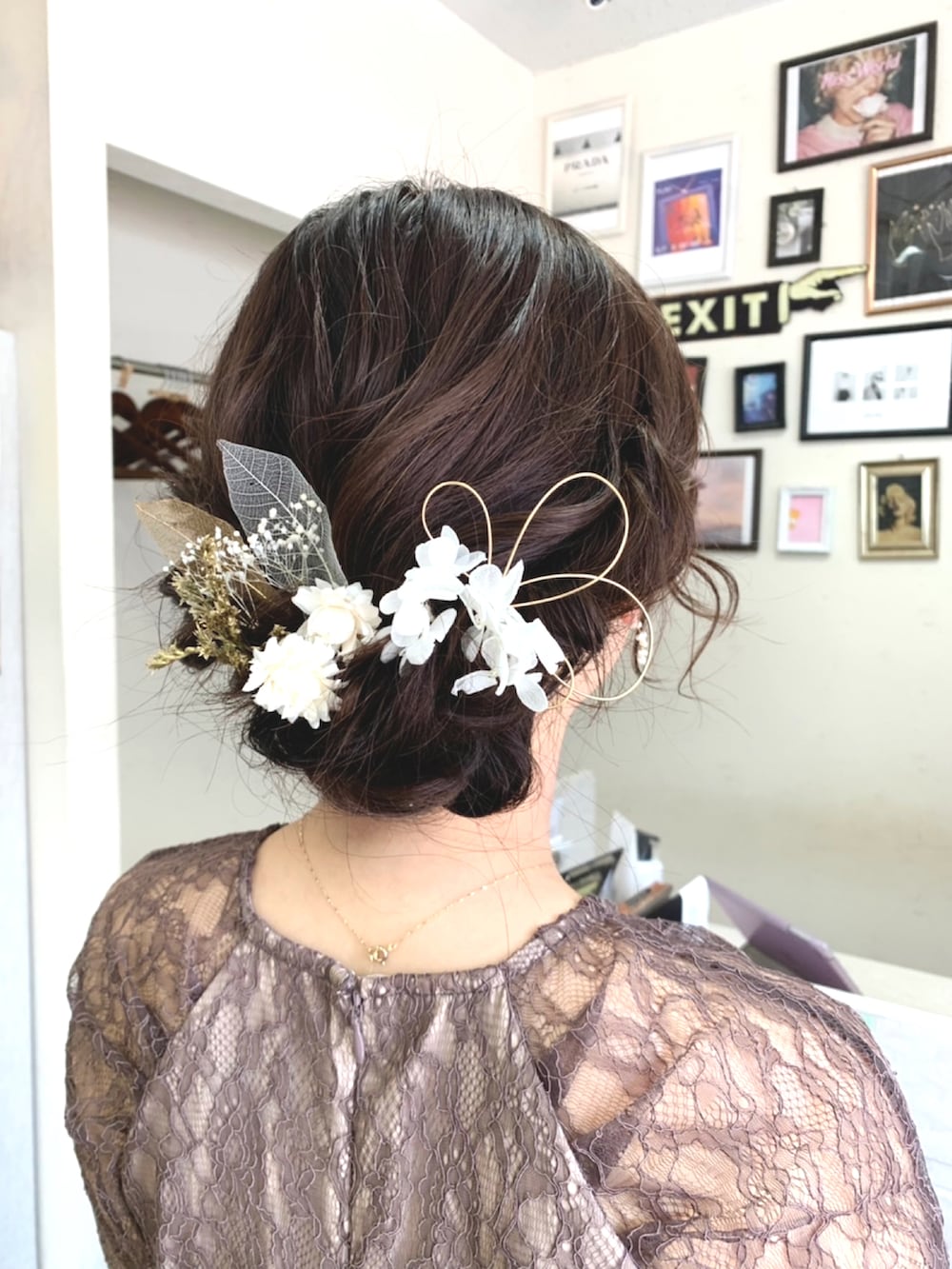 「およばれドレス、結婚式、結婚式二次会スタイル、結婚式 ワンピース、およばれコーデ」｜「LAGUNAMOONのLADYショルダーギャザーレースマキシワンピース（ドレス、ブラウン系）」を使った、sahoさん（レディース・152cm）の夏コーディネートの3枚目の写真