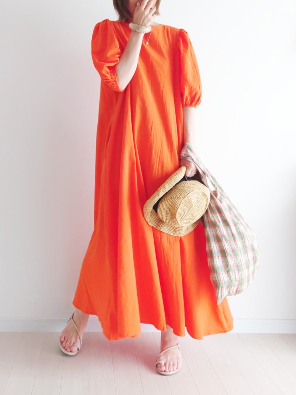 極美品♡ESCADA ワンピース　34 プリーツ　リボン　オレンジ 極美品♡ESCADA ワンピース34 プリーツリボンオレンジ