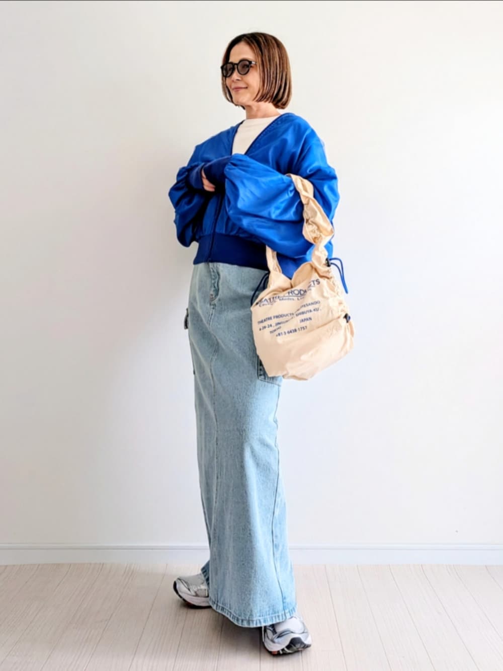 「CORNERS by yuiの【CORNERS by yui】チュールレイヤードブルゾン（ブルゾン、ブルー系）」を使った、𝕪𝕦𝕚さん（レディース・155cm）の冬コーディネートの2枚目の写真