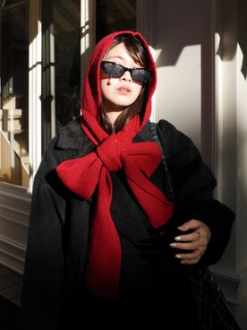 HOODED GLITTER MUFFLER / ラメフーディーマフラーを使った人気