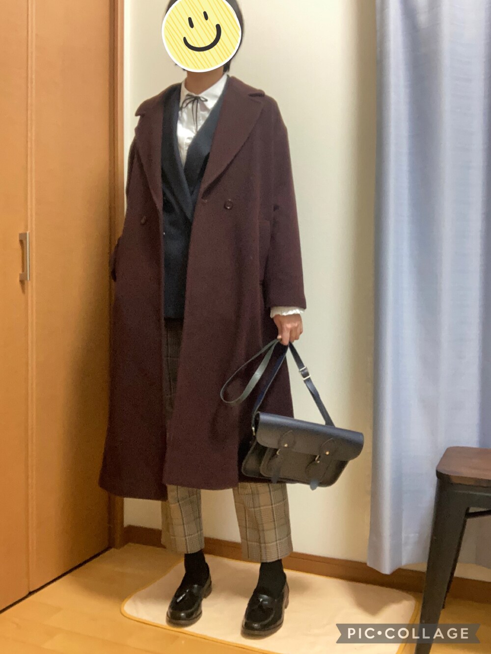 「リボンタイ、ブリティッシュ」｜「green label relaxingの[ TWトリアセ ] ◆ FM ベルテッド テーパード パンツ（その他パンツ、ベージュ系）」を使った、Ninaさん（レディース・167cm）の冬コーディネートの2枚目の写真