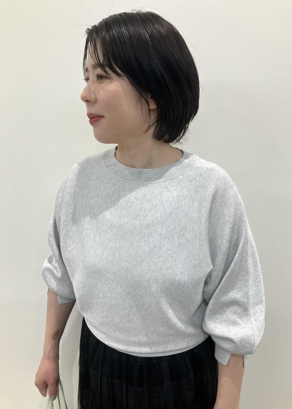 「春コーデ、初夏コーデ、夏コーデ、授業参観日コーデ、デートコーデ、お出かけコーデ、旅行コーデ、推し活コーデ、女子会コーデ、スカートスタイル、体型カバー、ROPÉ PICNIC、ストレート、ブルべ夏、混合」｜「ROPE' PICNICのレイヤードにも/プリーツレーススカート（スカート、ブラック系）」を使った、ゆんさん（レディース・155cm）の春コーディネートの10枚目の写真
