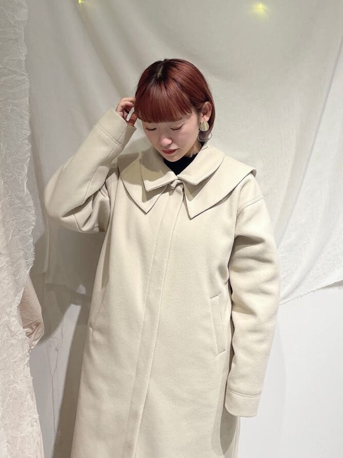 ホワイト系のその他アウター、ホワイト系の付け襟を着用したレディースの秋コーディネートの2枚目の写真