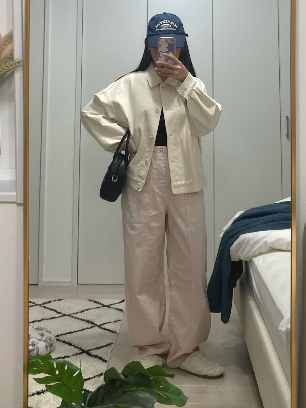 「低身長コーデ、お出かけコーデ、プチプラ、パステルカラー」｜「SHEINのアイテム（キャップ、ブルー系）」を使った、malu04さん（レディース・149cm）の春コーディネートの2枚目の写真
