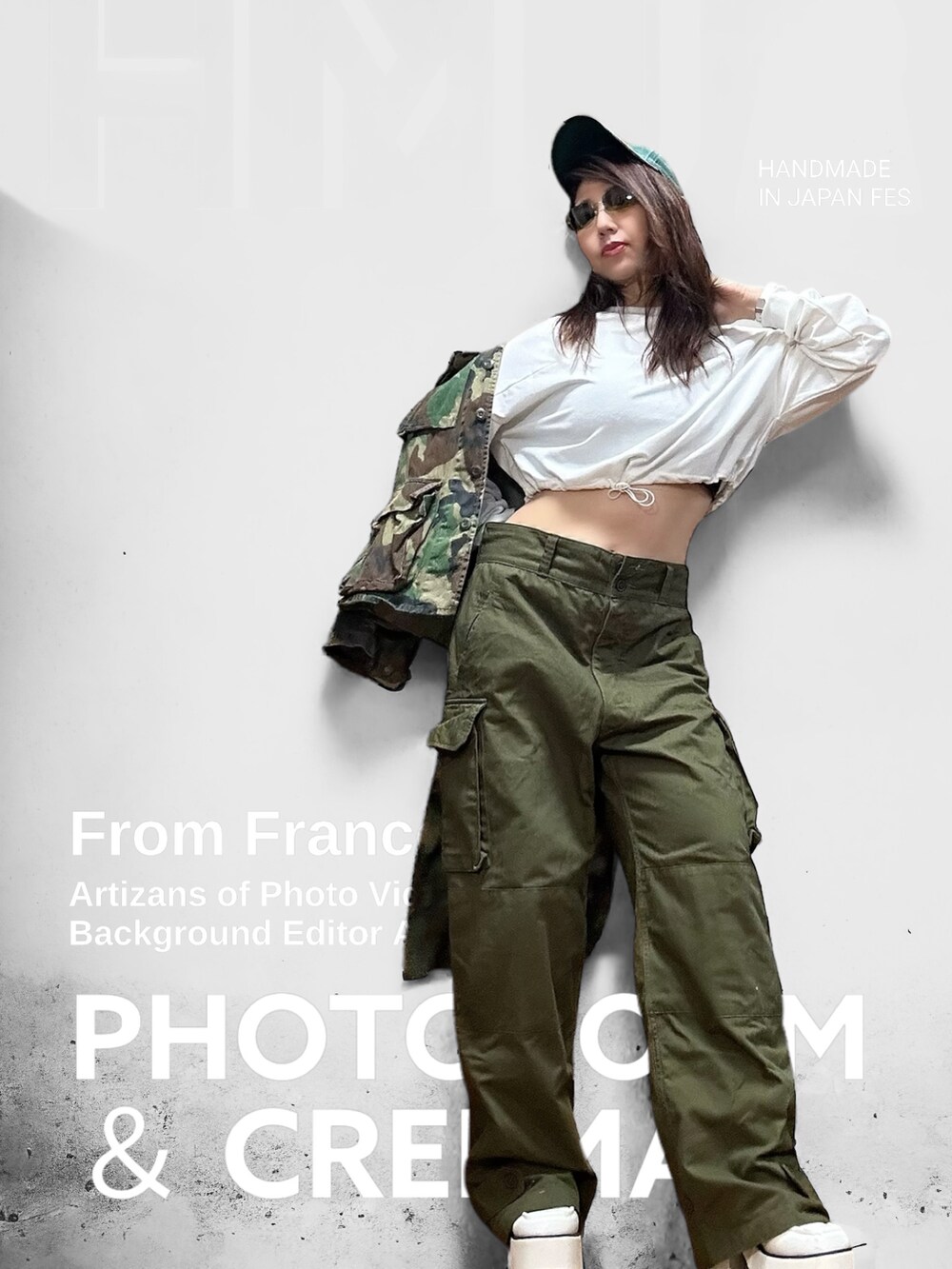 グリーン系のカーゴパンツ、グリーン系のシャツ/ブラウス、その他のその他を着用したレディースの春コーディネートの2枚目の写真