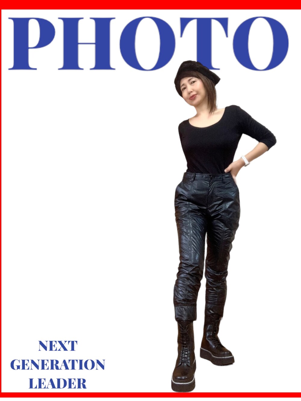 ホワイト系のシャツ/ブラウス、ブラック系のその他パンツ、ブラック系のブーツを着用したレディースの冬コーディネートの2枚目の写真