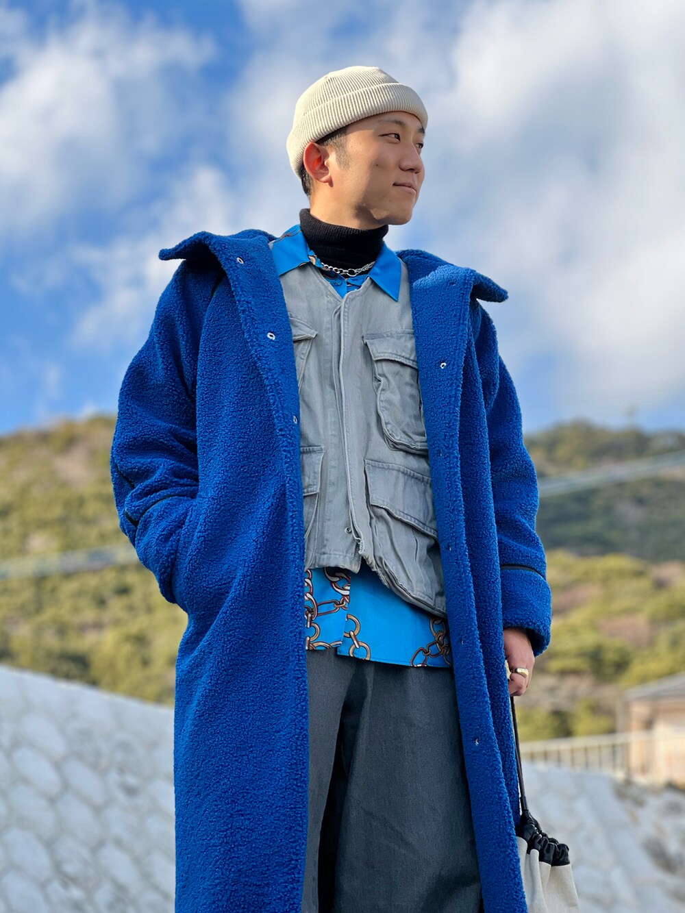 led.tokyo】レザーパイピングボアロングコートを使った人気 
