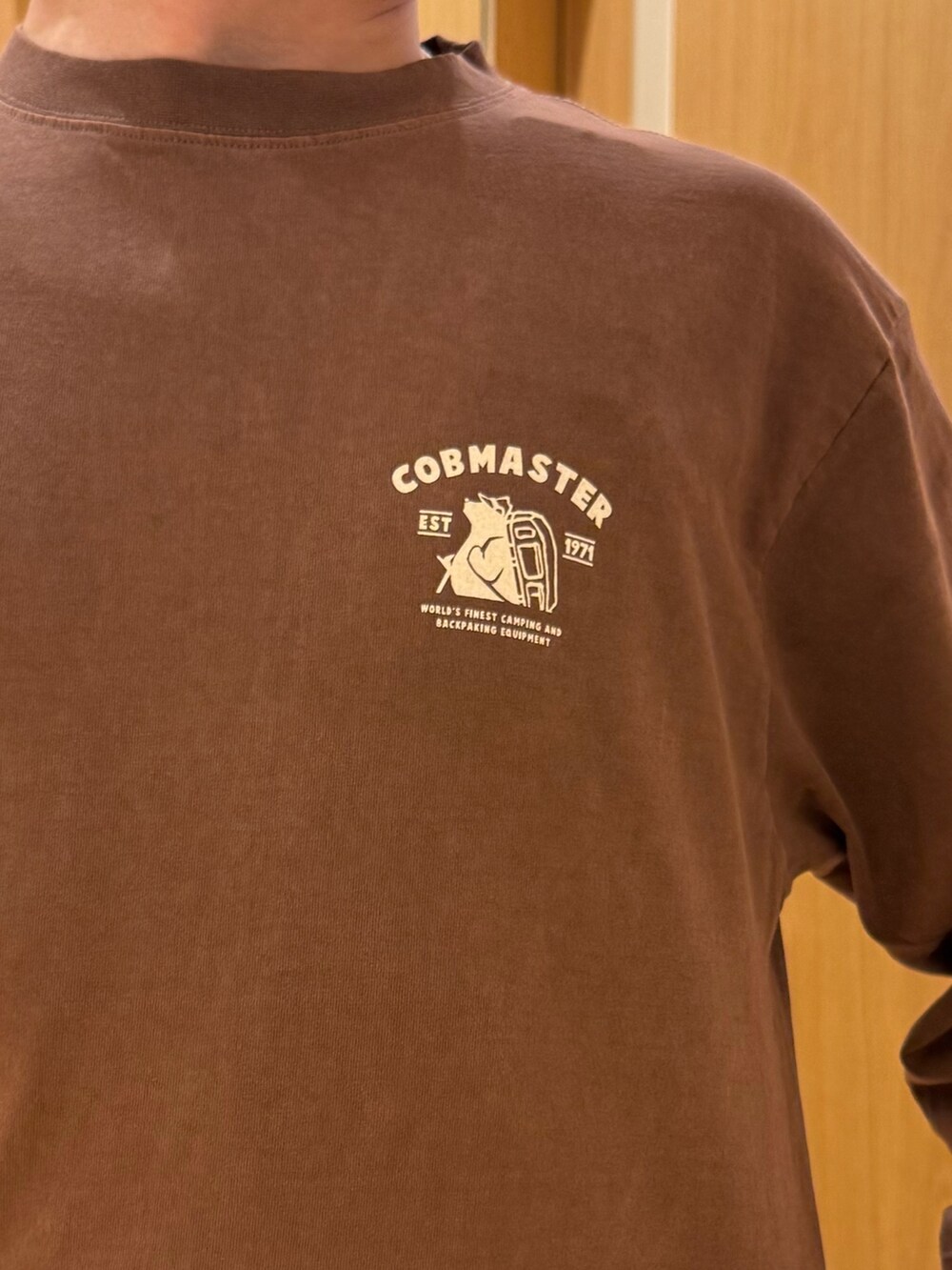 グレー系のその他パンツ、ブラウン系のTシャツ/カットソーを着用したメンズの秋コーディネートの6枚目の写真