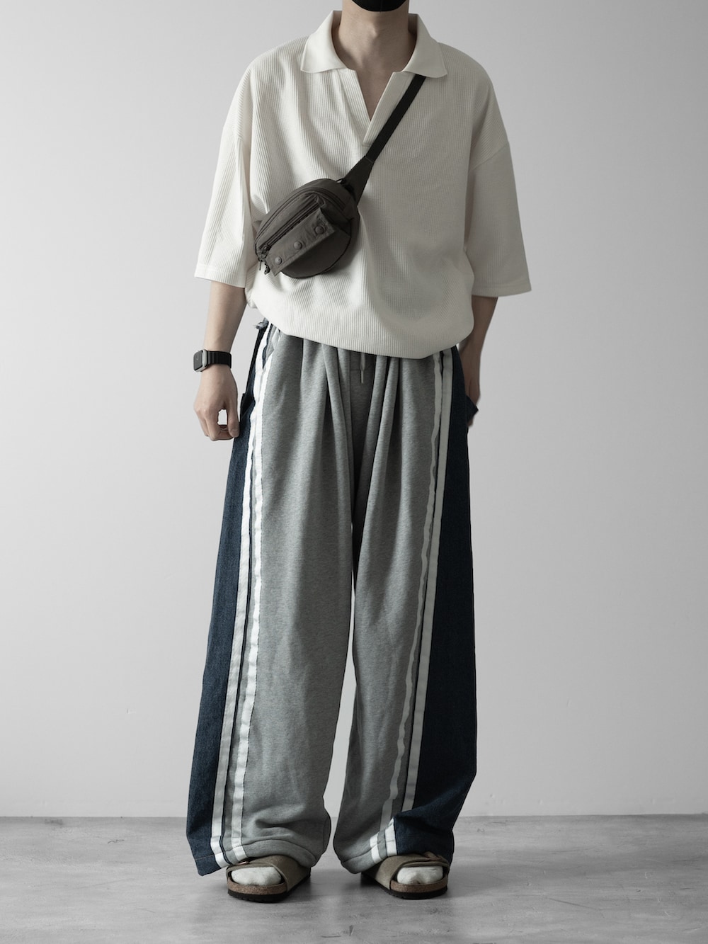 「RUUBON、ルーボン、ポロシャツ、ポロシャツコーデ、スキッパーシャツ、スキッパーポロ、ラフコーデ、birkenstock、キャップ、キャップコーデ、夏コーデ、夏、低身長コーデ、お出かけコーデ、休日スタイル」｜「RUUBONの【RUUBON】nylon 6panel cap / ナイロン 6パネルキャップ（キャップ、ブラック系）」を使った、hopeさん（メンズ・168cm）の春コーディネートの2枚目の写真