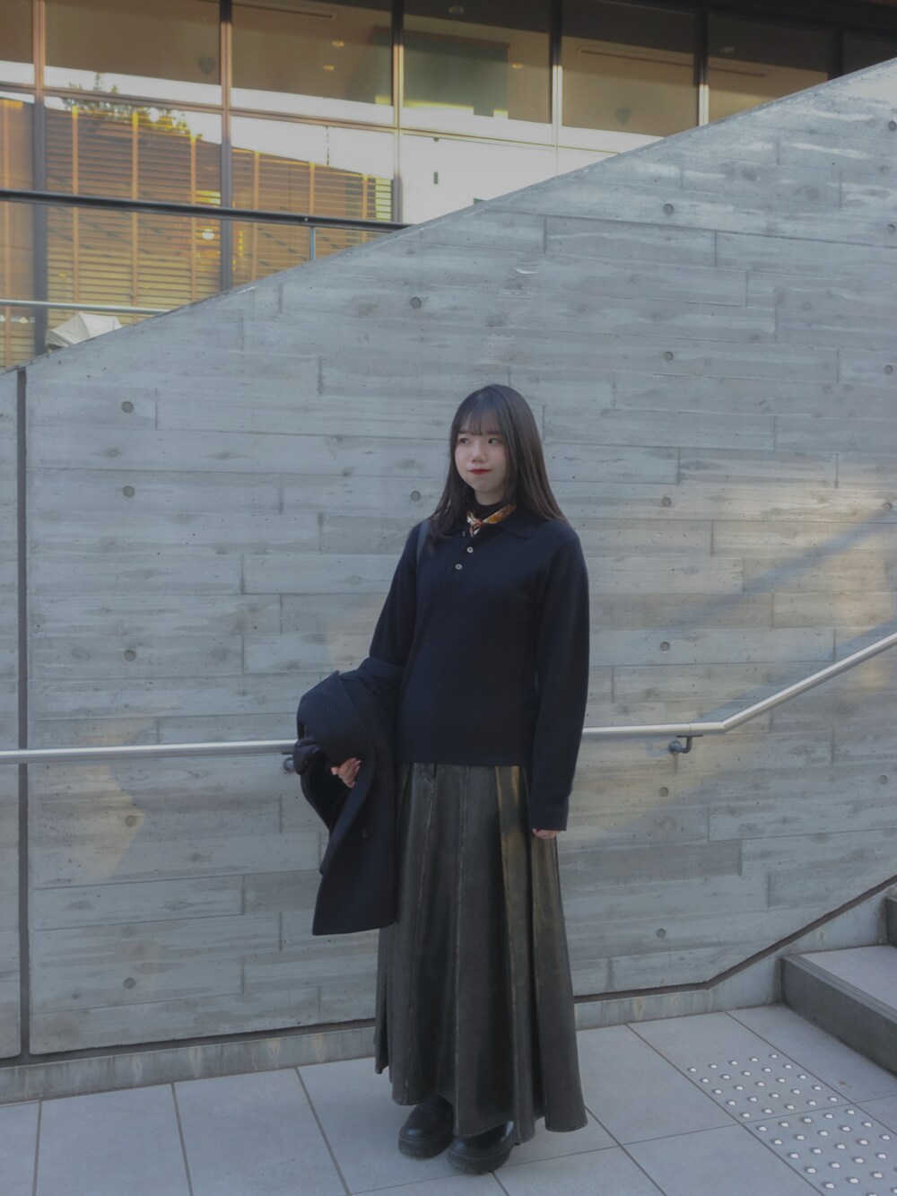 ビッグカラー2wayスタンドコートを使った人気ファッション