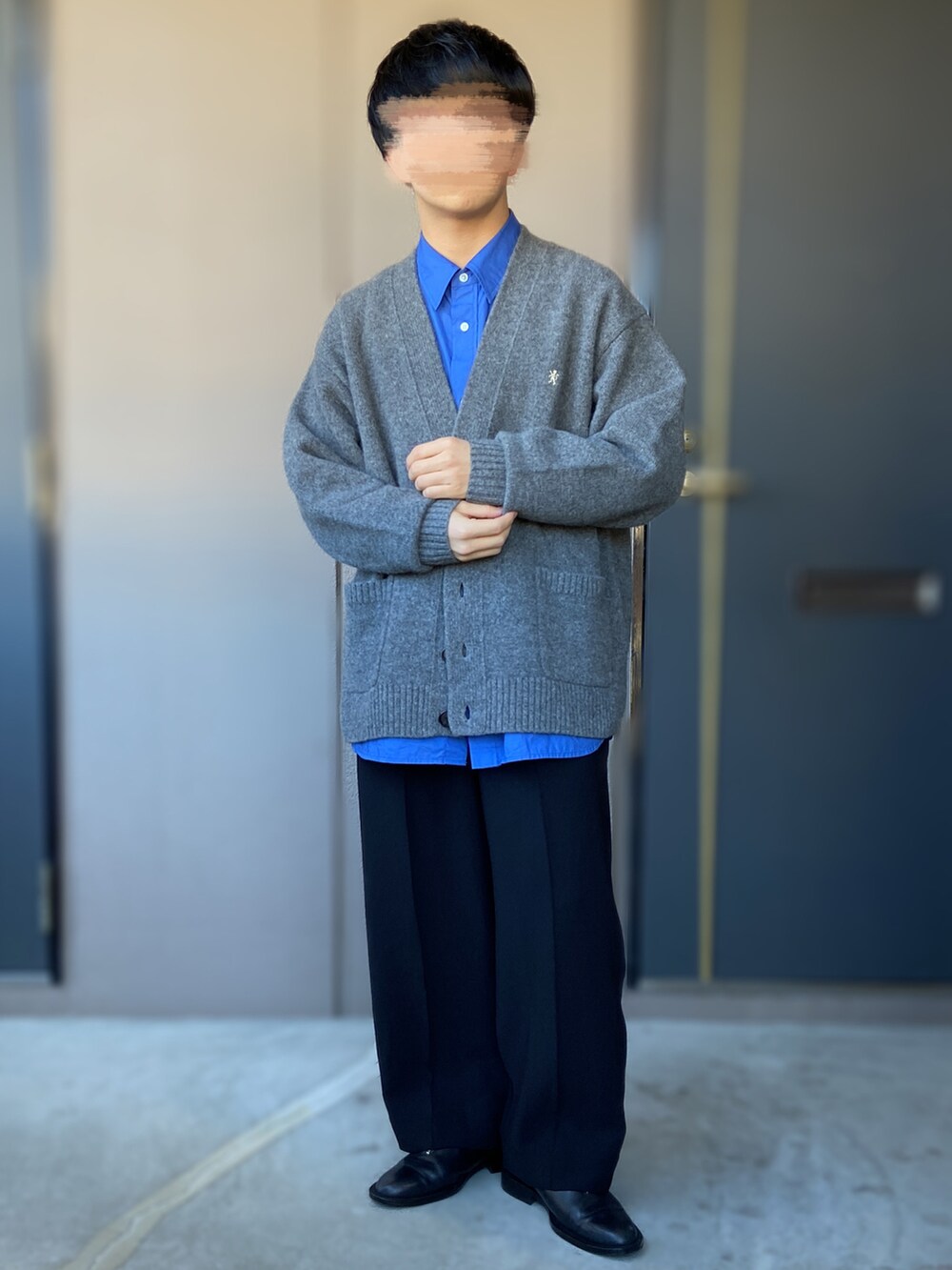 「UNITED ARROWS & SONS、GYMPHLEX、FreshService、KAPTAIN SUNSHINE、barbour、低身長男子、ISHMM、オイルドジャケット、オーバーサイズ、革靴」｜「ISHMMのISHMM ZIPレザーシューズ（ドレスシューズ、ブラック系）」を使った、おます@低身長(159cm)さん（メンズ・159cm）の冬コーディネートの2枚目の写真