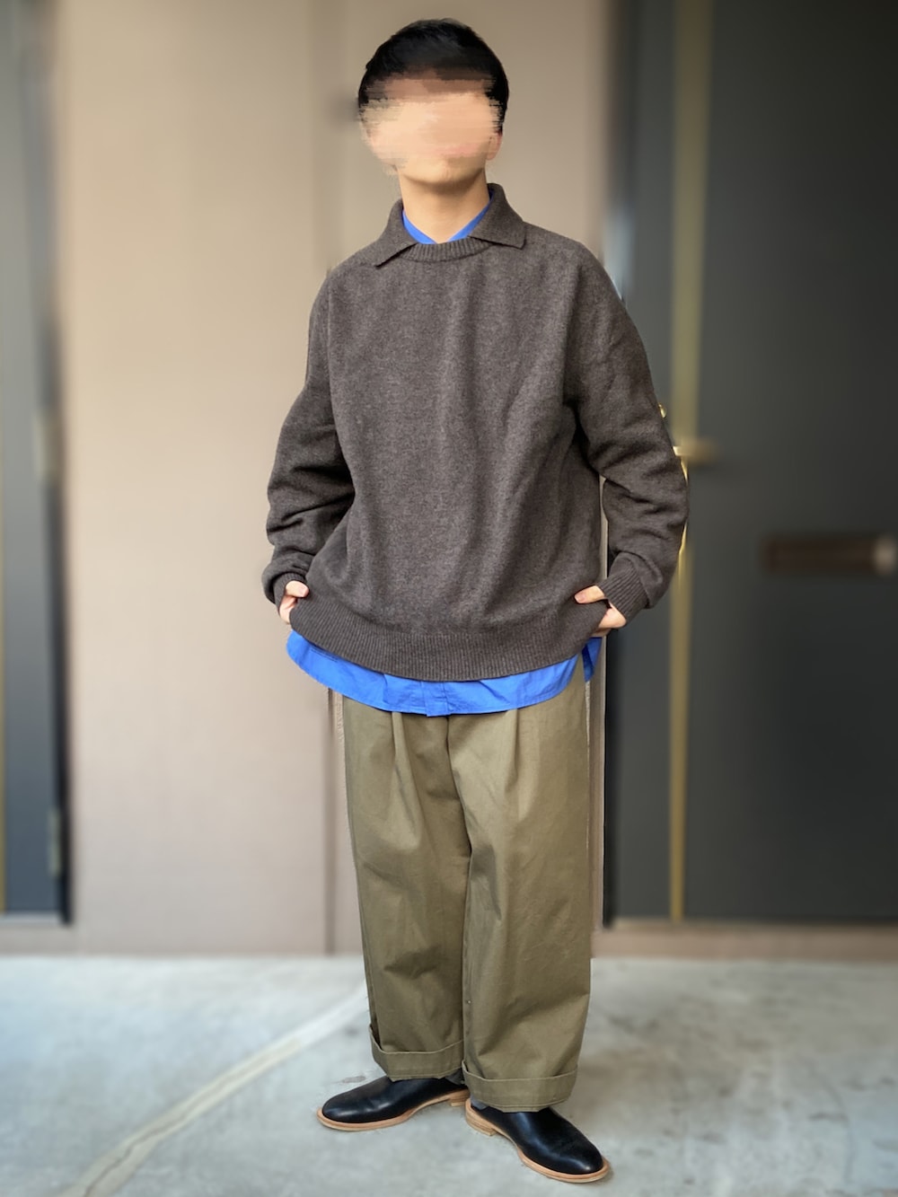「FreshService、Traditional Weatherwear、beautiful people、ISHMM、URU TOKYO、URU、traditionalweatherwear、低身長男子、休日スタイル、冬コーデ」｜「ISHMMのishmm sabot black（シューズ、ブラック系）」を使った、おます@低身長(159cm)さん（メンズ・159cm）の冬コーディネートの3枚目の写真