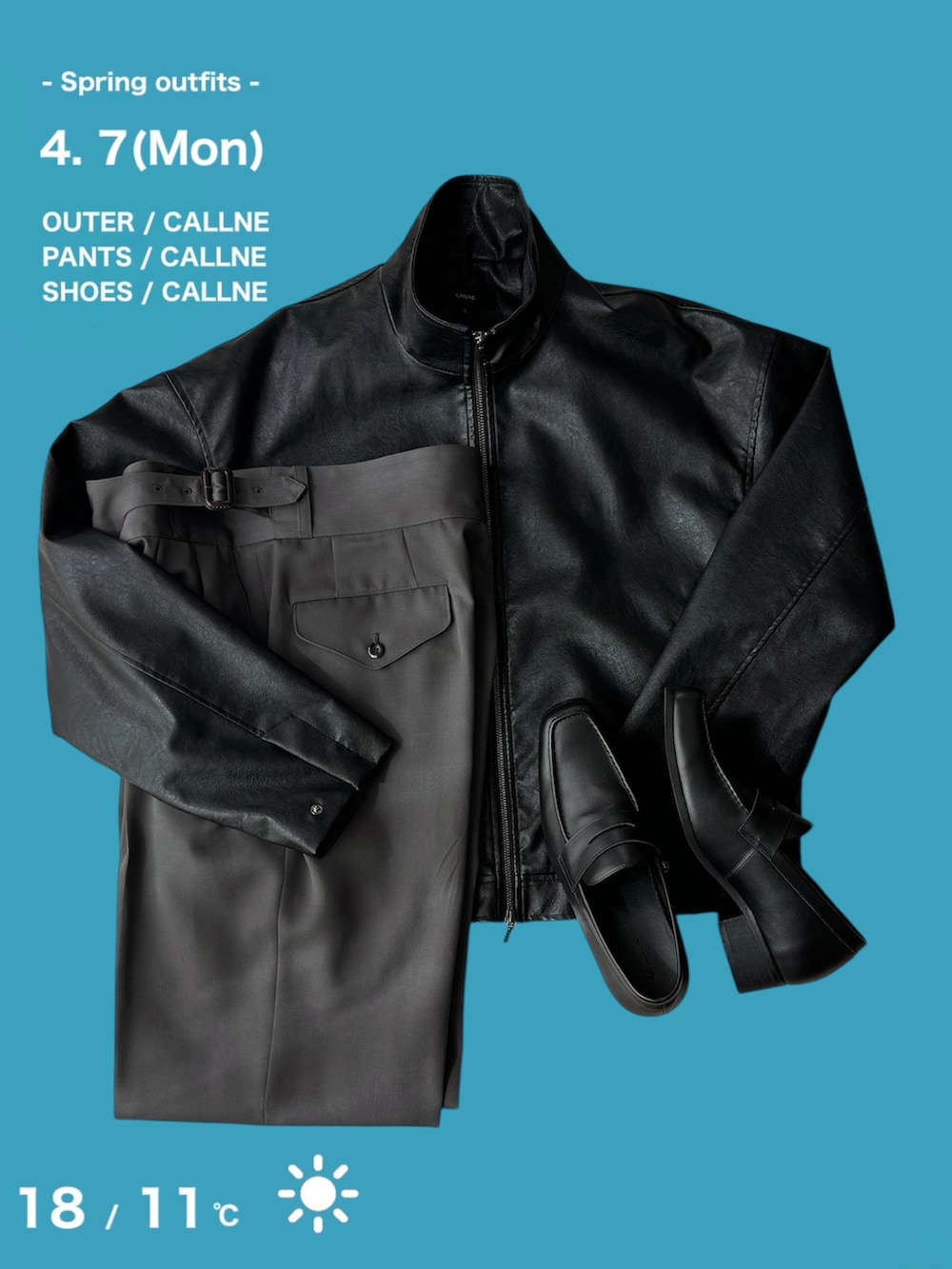 グレー系のテーラードジャケット、ブルー系のデニムパンツ、ブラック系のローファーを着用したメンズの春コーディネートの2枚目の写真