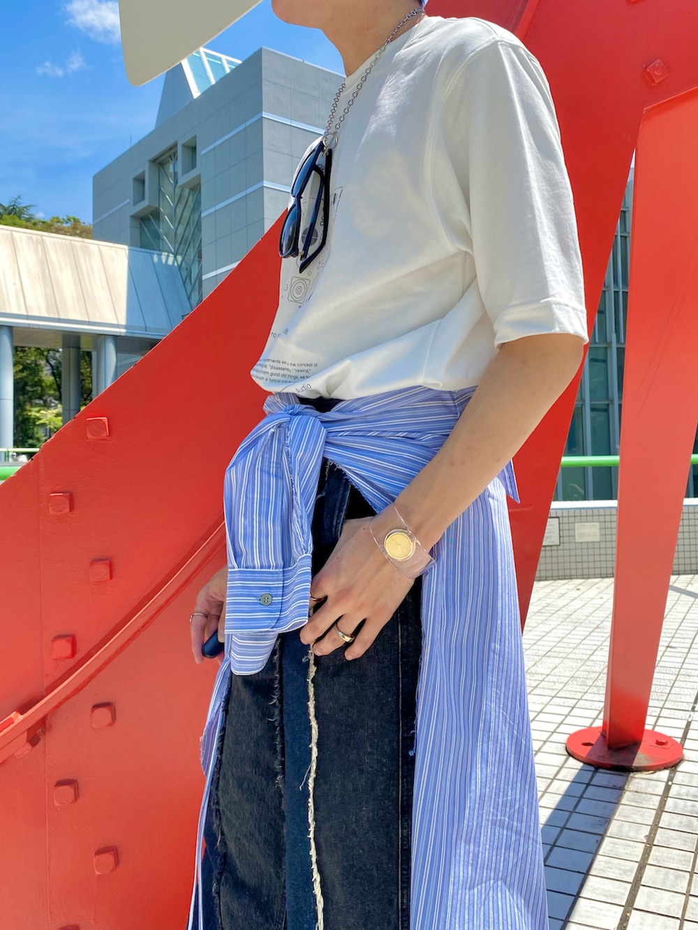 「夏コーデ、低身長、低身長コーデ、163cm、soerte、WYM、jieda、MICHEAL KORS」｜「JiedaのSWITCHING OVER DENIM PANTS（デニムパンツ、ブラック系）」を使った、ざわ_低身長男子styleさん（骨格ストレート・メンズ・163cm）の夏コーディネートの3枚目の写真