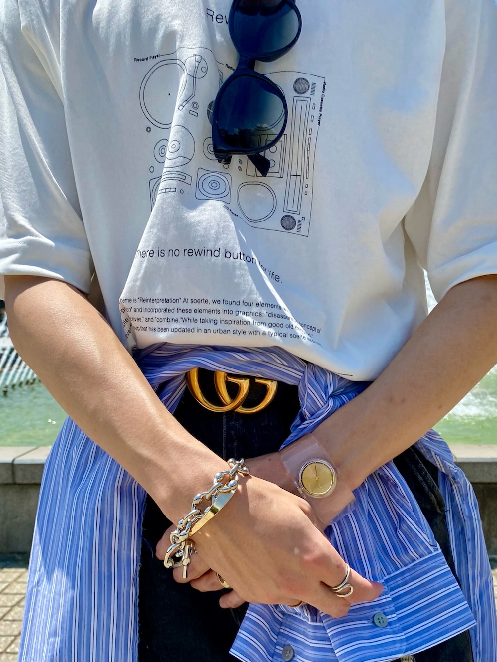 「夏コーデ、低身長、低身長コーデ、163cm、soerte、WYM、jieda、MICHEAL KORS」｜「JiedaのSWITCHING OVER DENIM PANTS（デニムパンツ、ブラック系）」を使った、ざわ_低身長男子styleさん（骨格ストレート・メンズ・163cm）の夏コーディネートの2枚目の写真