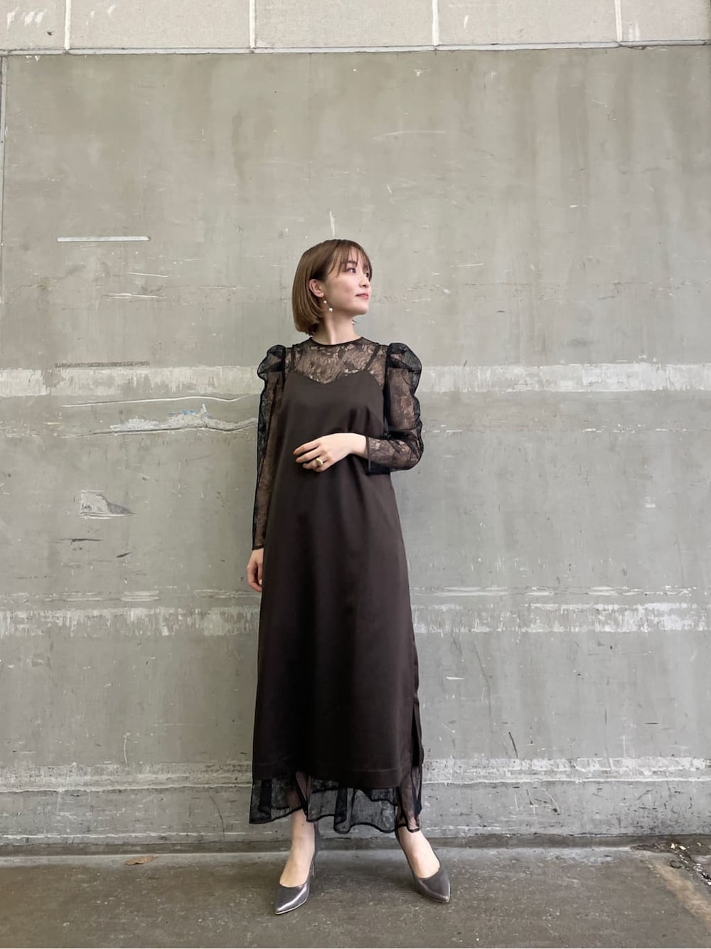 LAGUNAMOON 払える LADYレイヤードサテンキャミソールワンピース 