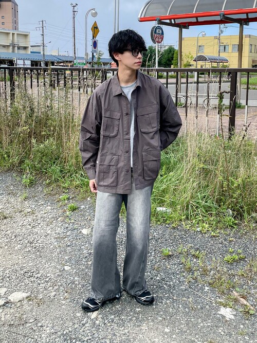 WYM VINTAGE WASHED CURVED DENIM グレー L rehacer : Slant Pocket Wide Tapered Denim Made in OKAYAMA