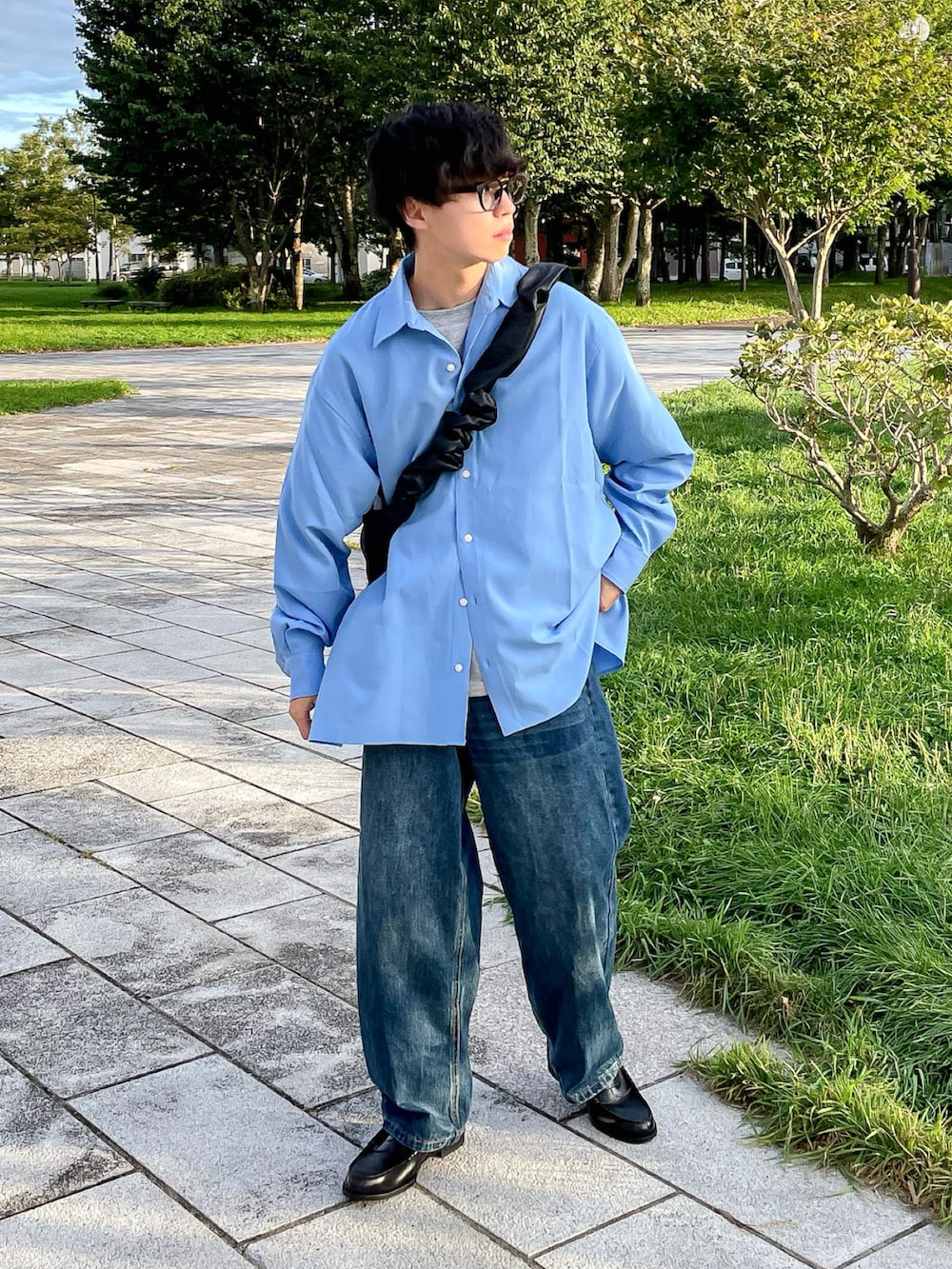 soerte オーバーサイズロングスリーブシャツ ブルー サイズ1