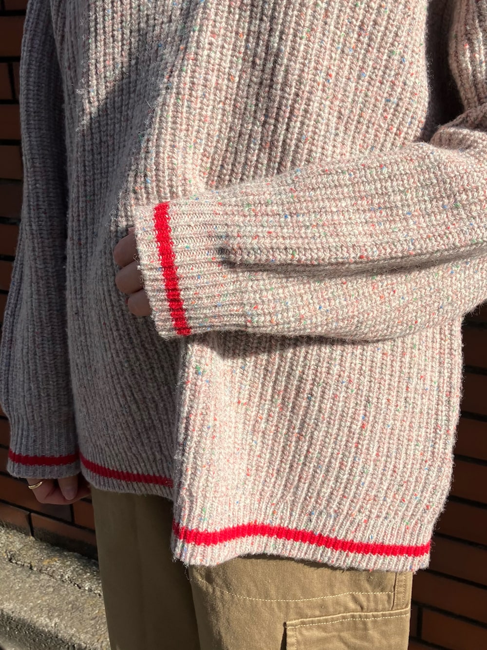 その他のニット/セーター、ベージュ系のカーゴパンツを着用したレディースの冬コーディネートの4枚目の写真