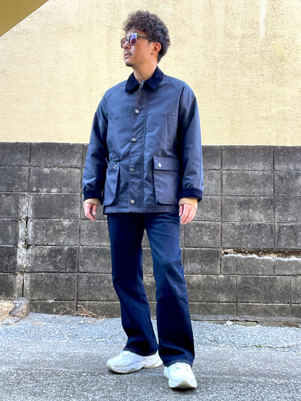 「ZARA、バブアー、barbour」｜「ZARAのアイテム（ジャケット/アウター、ブルー系）」を使った、Munehiro.Tさん（メンズ・170cm）の冬コーディネートの2枚目の写真
