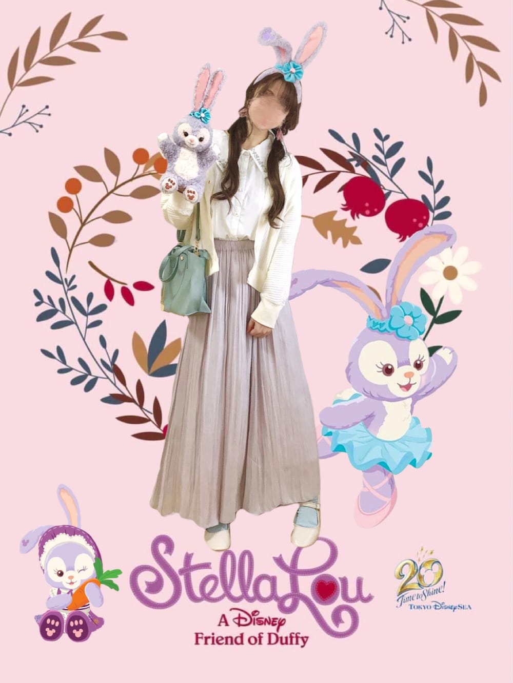 ホワイト系のシャツ/ブラウス、ブルー系のカーディガン/ボレロ、パープル系のスカートを着用したレディースの秋コーディネートの5枚目の写真