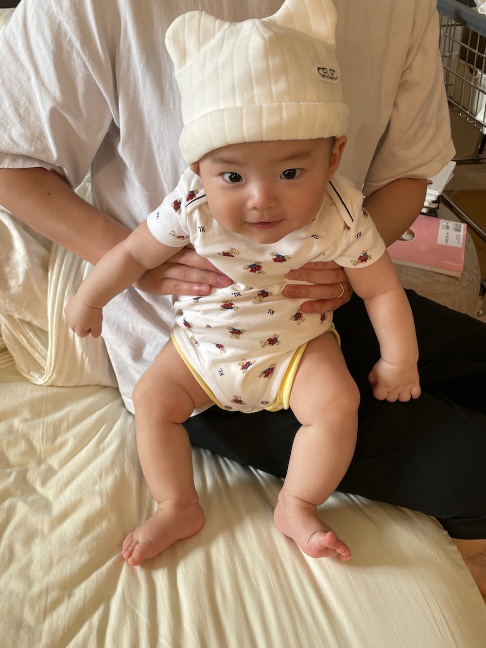 「このスタイルがお気に入り、男の子コーデ、おさがりコーデ」｜「RALPH LAURENのアイテム（ロンパース、ホワイト系）」を使った、haruasa さん（キッズ・80cm）の夏コーディネートの3枚目の写真