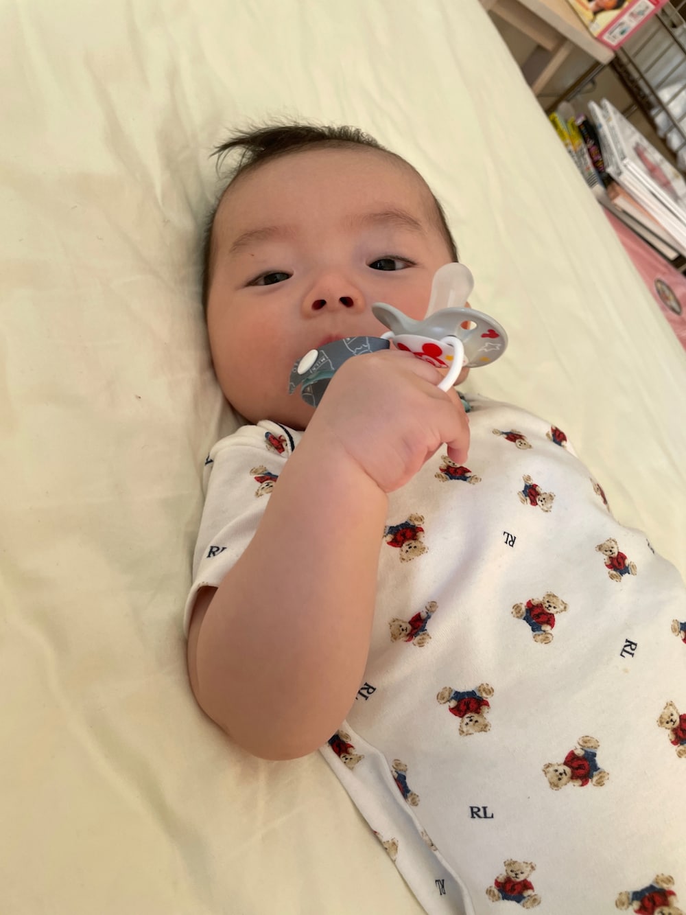 「このスタイルがお気に入り、男の子コーデ、おさがりコーデ」｜「RALPH LAURENのアイテム（ロンパース、ホワイト系）」を使った、haruasa さん（キッズ・80cm）の夏コーディネートの2枚目の写真