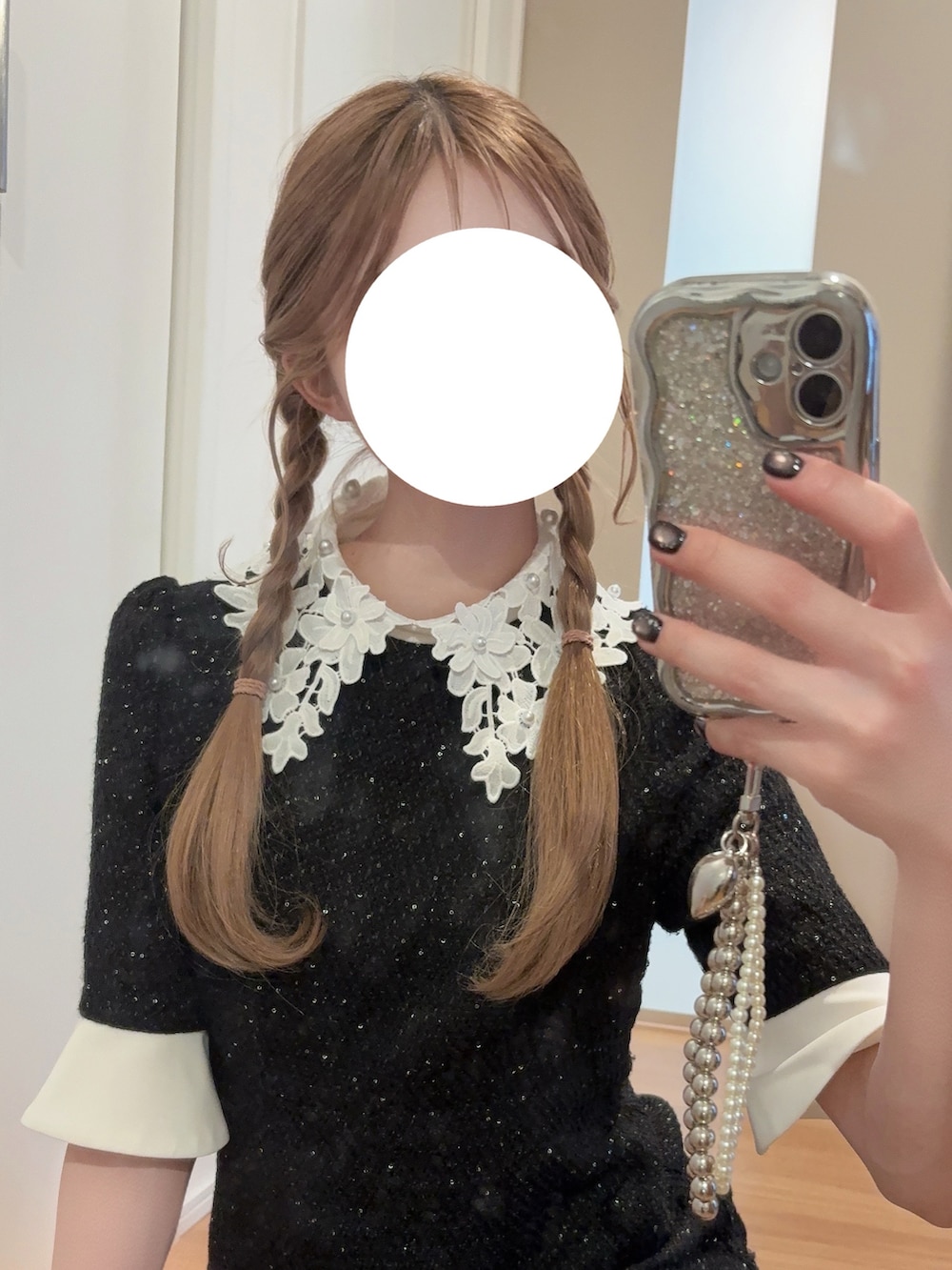 LEJA】花柄レースカラースパンコール刺繍Aラインフレアドレス