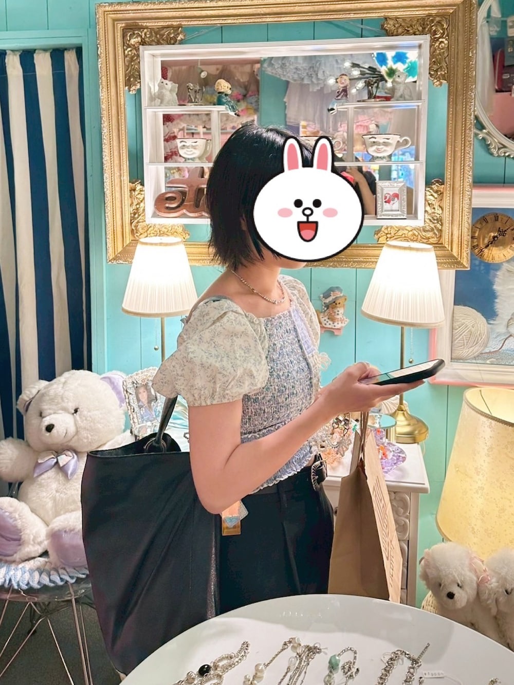 「パフスリーブ、ショートパンツ、パッチワーク、厚底シューズ、厚底ブーツ、おでかけコーデ、カジュアルスタイル、大人かわいい、低身長女子、淡色コーデ、淡色女子、夏コーデ、夏」｜「Alley by w closetの【Alley】レースアップニットブーツ（ブーツ、ホワイト系）」を使った、やもさん（骨格ナチュラル・レディース・154cm）の夏コーディネートの2枚目の写真