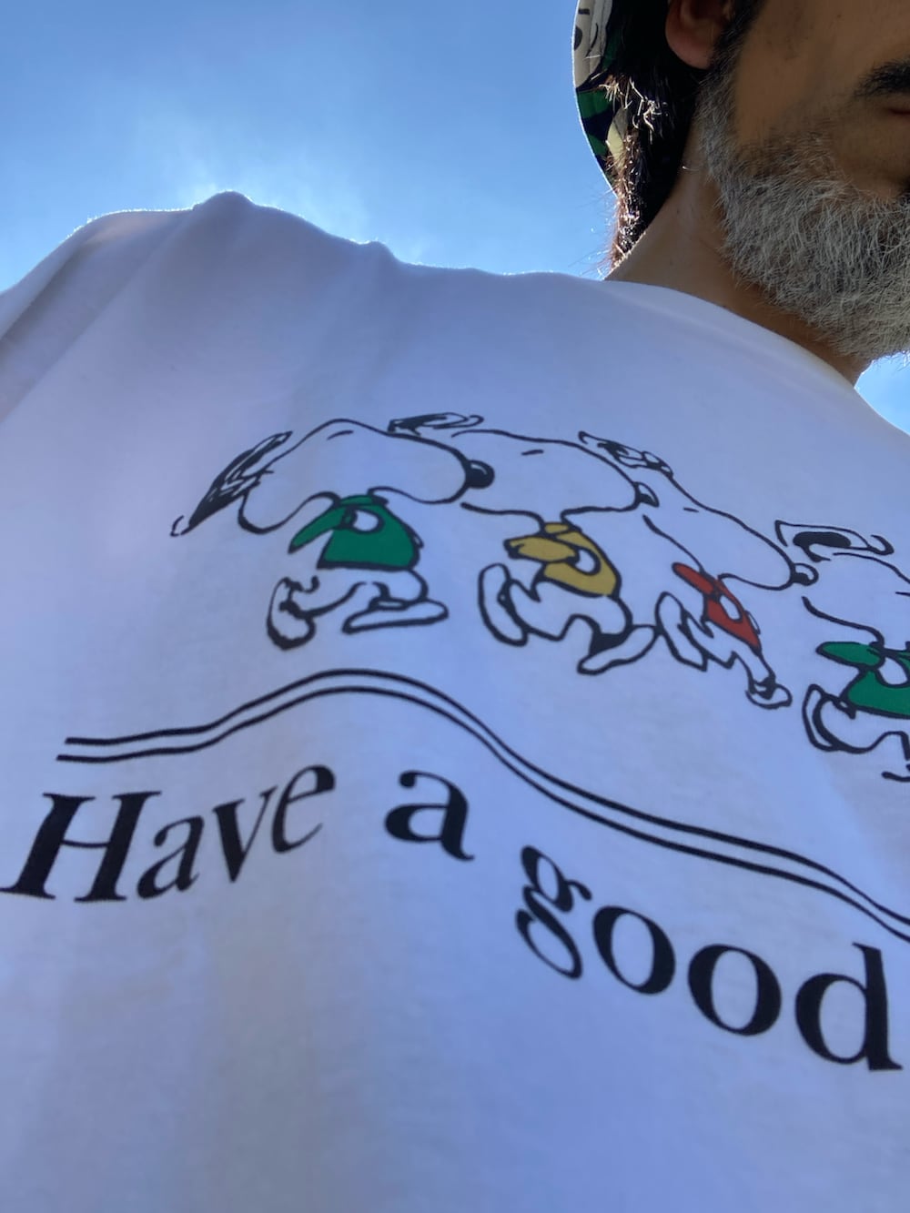 「バケットハット、バケハ、UNIQLO、marimekko、ユニクロ、マリメッコ、花柄、丸メガネ、Zparts、PEANUTS、SNOOPY、ピーナッツ、スヌーピー、ピーナッツスポーツクラブ、peanutssportsclub」｜「UNIQLOのアイテム（ハット、ブルー系）」を使った、【Khaki's】A田さん（メンズ・163cm）の秋コーディネートの3枚目の写真
