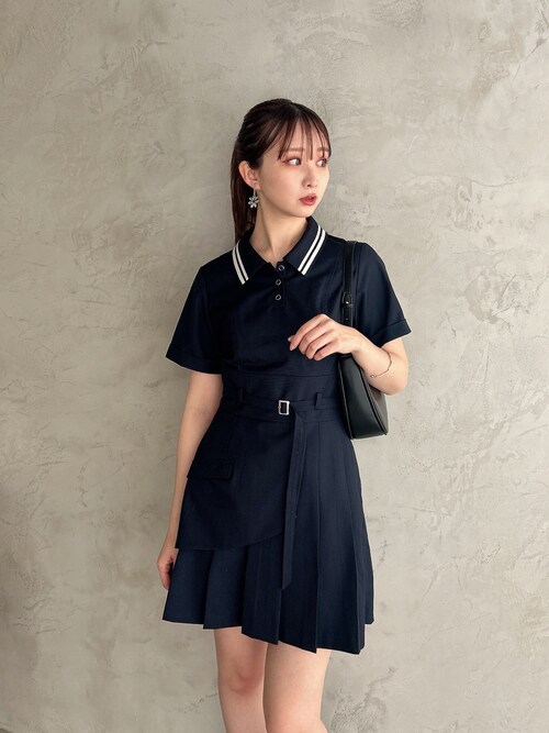 dazzlin ポロライクプリーツミニワンピース