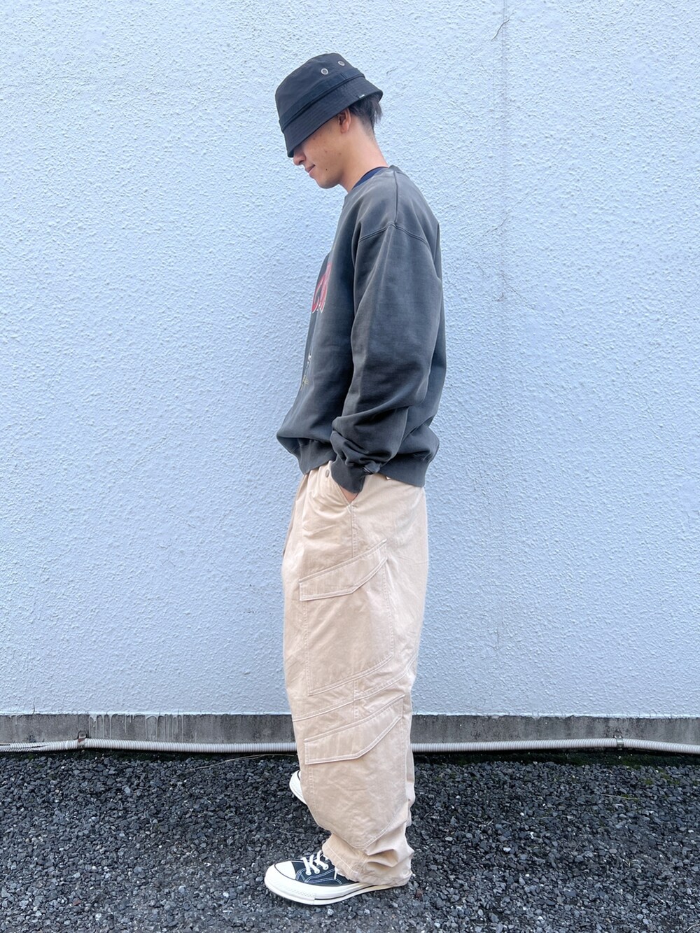 「シンプル、シンプルスタイル、ファッションを楽しもう」｜「XLARGEのRIPSTOP MILITARY HAT（ハット、ブラック系）」を使った、guriさん（メンズ・173cm）の冬コーディネートの2枚目の写真