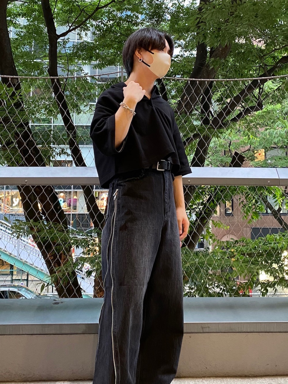 GRANCY ジップデザイン バギーデニム パンツ（GRANCY】ジップ