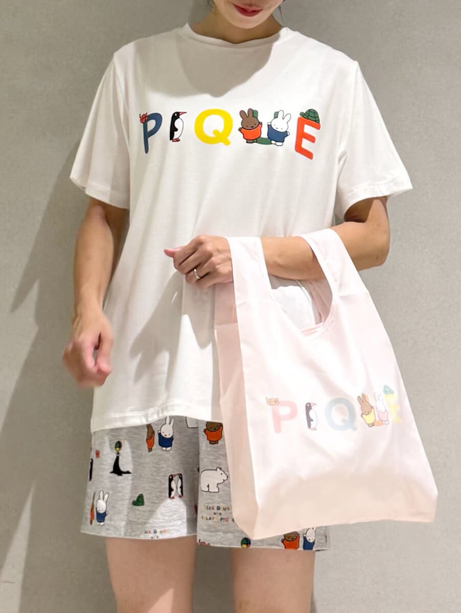 「冷感、ロゴ、親子おそろい、Tシャツ、ショートパンツ、ギフト、カジュアル、らくちん、ゆったり、大きめ、リラックス、ワンマイル、大人、レーヨン、エコバッグ」｜「Miffyの【Dick Bruna】【接触冷感】ワンポイントTシャツ（ルームウェア/パジャマ、ホワイト系）」を使った、gelato piqueさん（レディース・168cm）の夏コーディネートの8枚目の写真