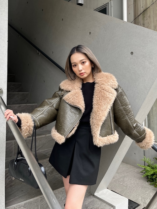 MURUA ヴィンテージライクショートフェイクムートンジャケット