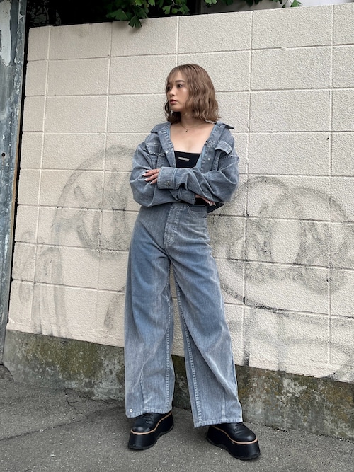 MURUA フロッキーデニムジャケット ボルドー MURUA（ムルーア