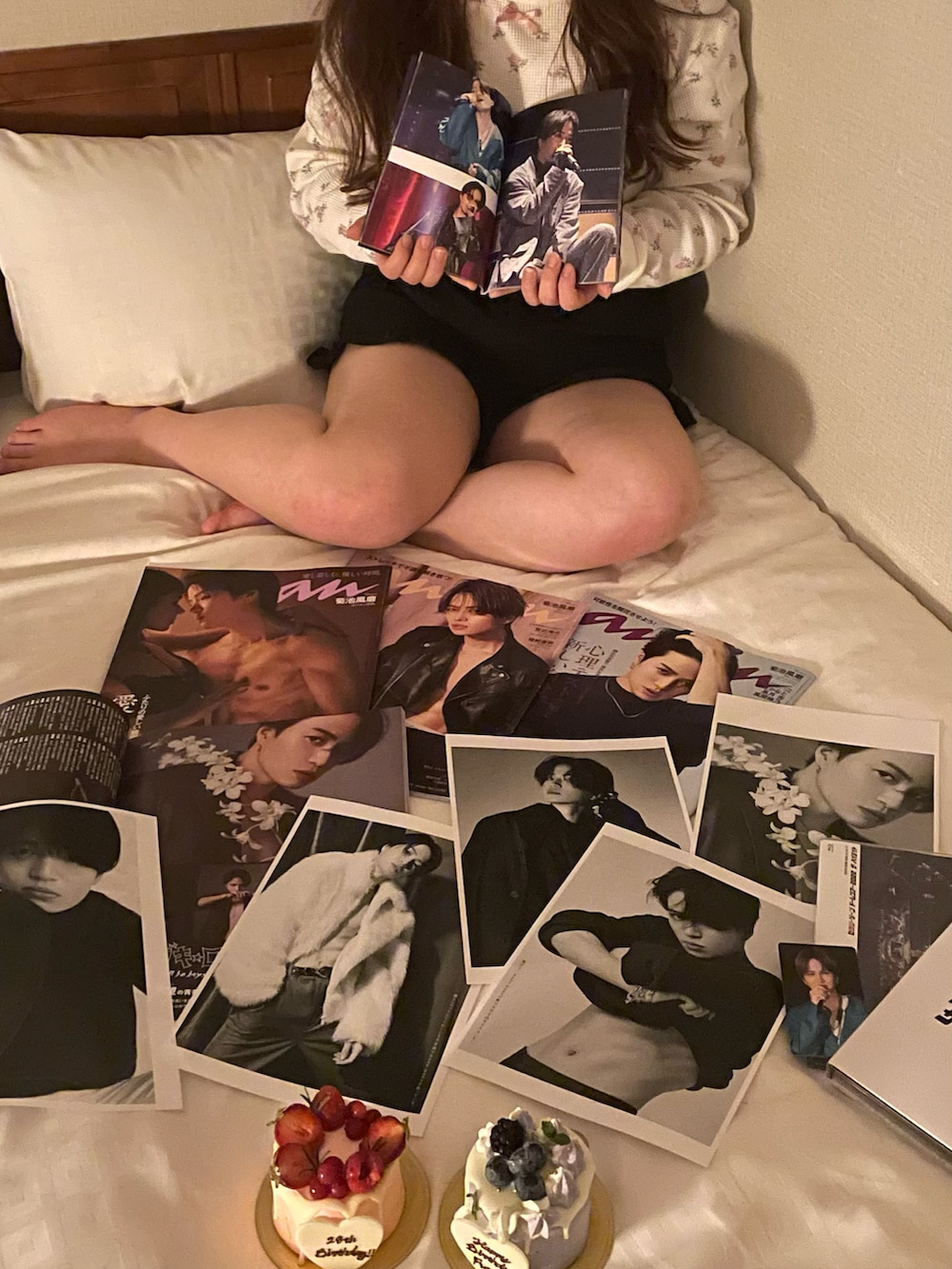「秋服まるっと大公開、ジャニヲタ、セクラバ、セクゾ、SexyZone、菊池風磨、ガーリー、ガーリーコーデ、フレンチガーリー、重ね着、サーマル、花柄、白ブーツ、ブーツ、ショートブーツ」｜「SHEINのアイテム（タンクトップ、ホワイト系）」を使った、𝘴𝘦𝘯𝘢さん（レディース・149cm）の秋コーディネートの3枚目の写真