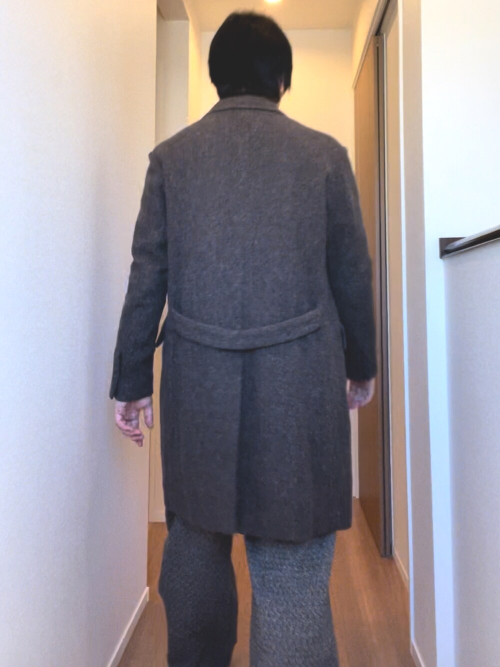 「あけましておめでとうございます！、おしゃれさんと繋がりたい、オトナカジュアル、417 EDIFICE、EDIFICE、ULTERIOR、メランジ、ツイード、タートルネック、へリンボーン、休日スタイル、相互フォロー」｜「417 EDIFICEのアイテム（チェスターコート、ブラウン系）」を使った、YOSHIMAさん（メンズ・169cm）の冬コーディネートの3枚目の写真