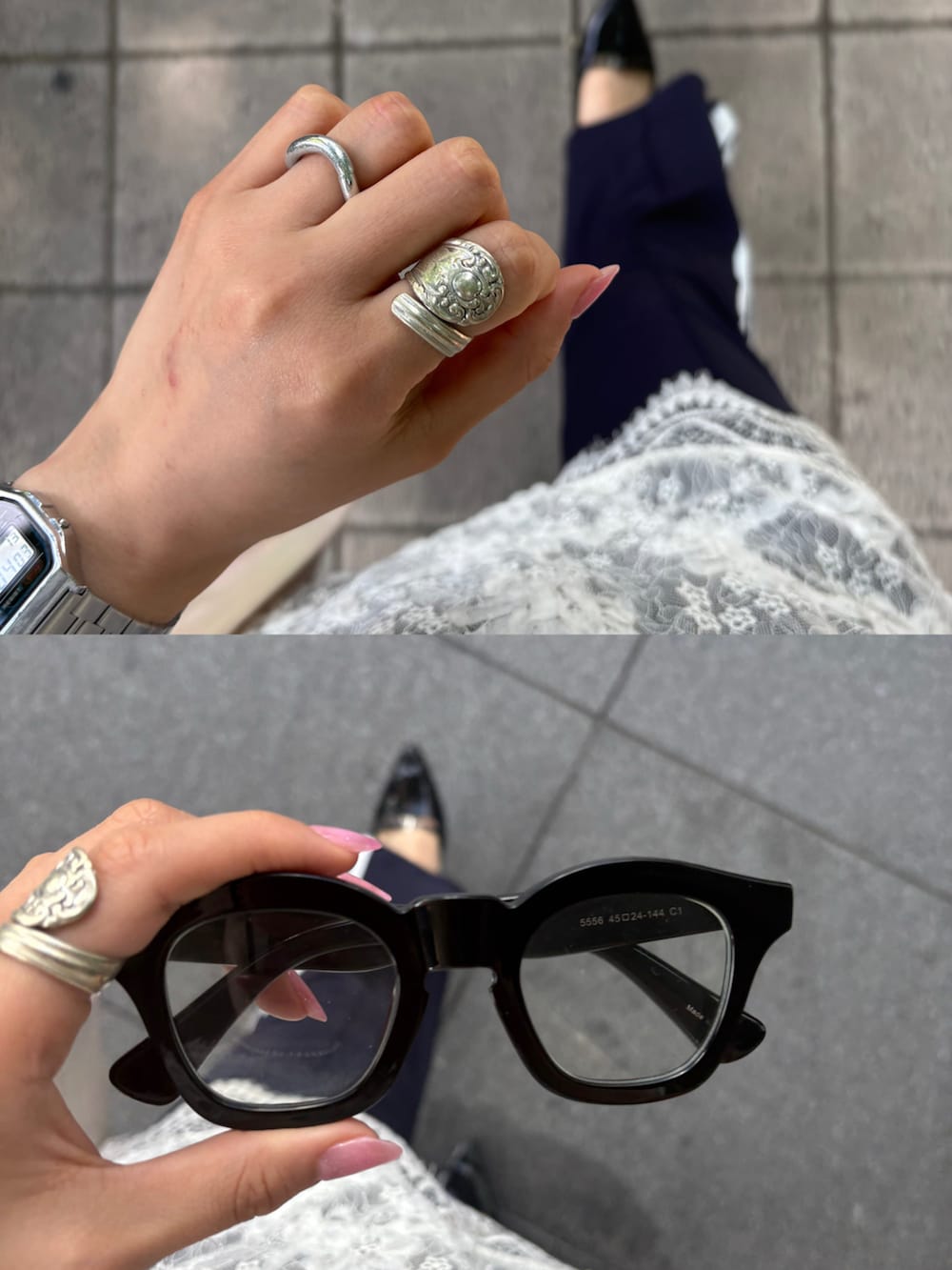 ホワイト系のシャツ/ブラウスを着用したレディースの夏コーディネートの3枚目の写真