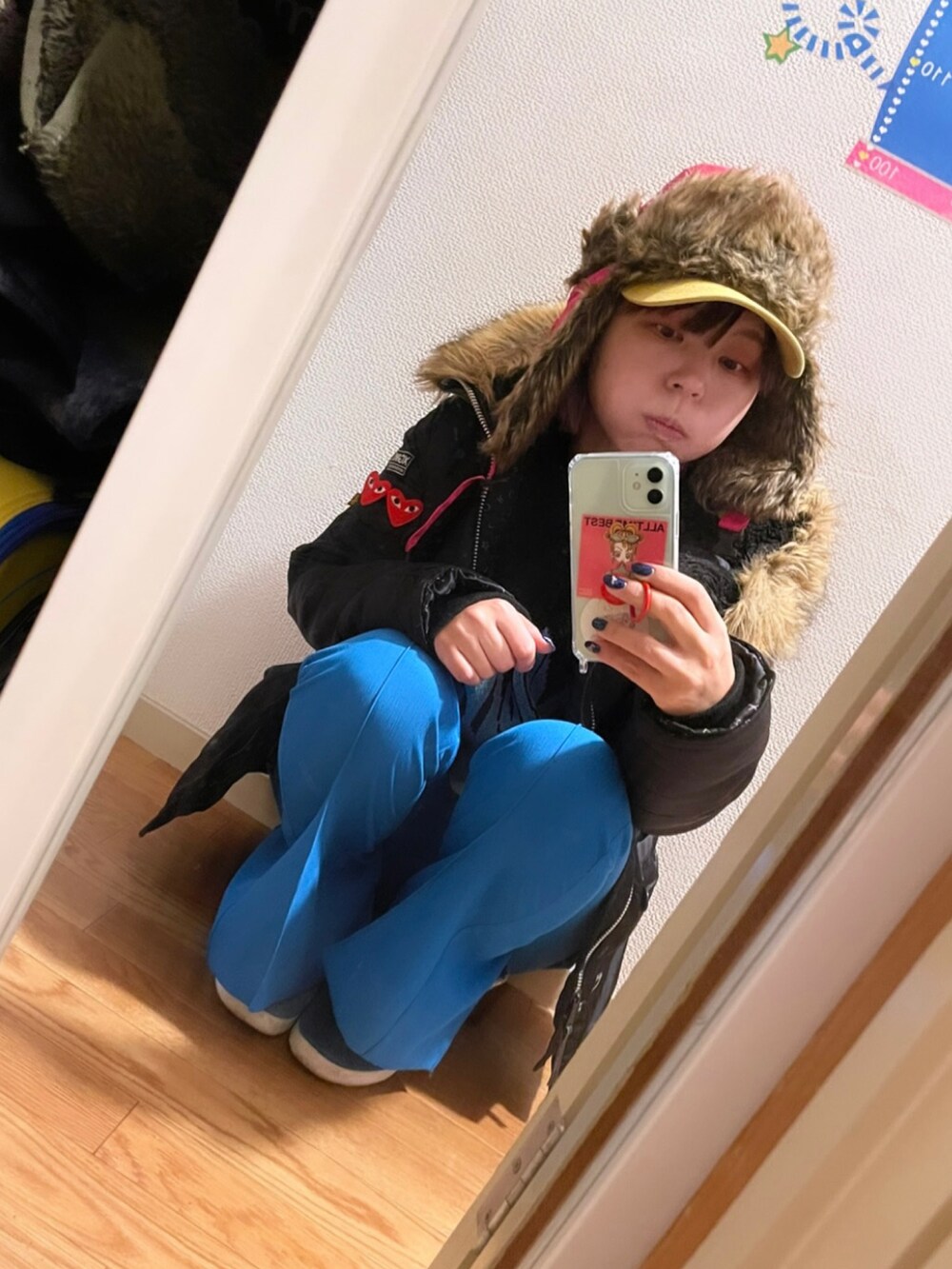 「低身長、低身長コーデ、低身長女子、ブルー、初詣」｜「miOKazのアイテム（ニット/セーター、ブルー系）」を使った、◎みお◎さん（レディース・150cm）の冬コーディネートの3枚目の写真