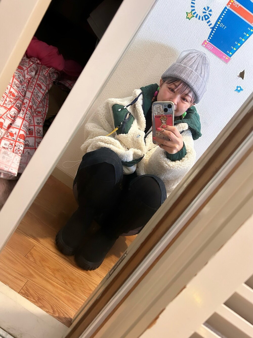 「EVISUのアイテム（その他パンツ、ブルー系）」を使った、◎みお◎さん（レディース・150cm）の冬コーディネートの4枚目の写真
